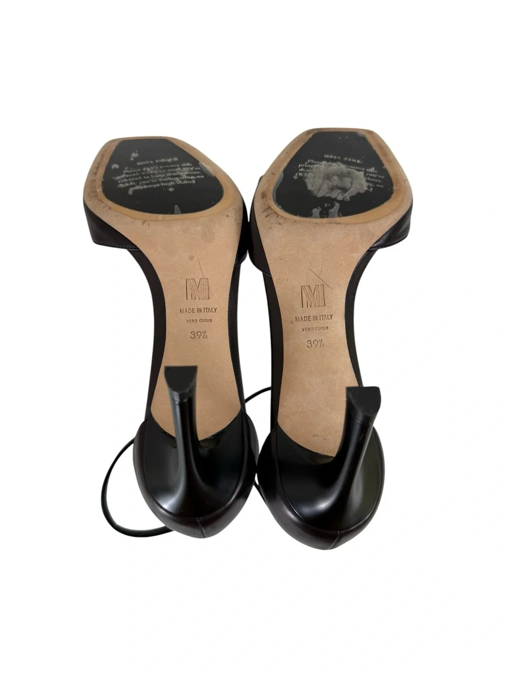 MM LAFLUER Black Leather Ankle-Strap High Heel Sandals EU39.5